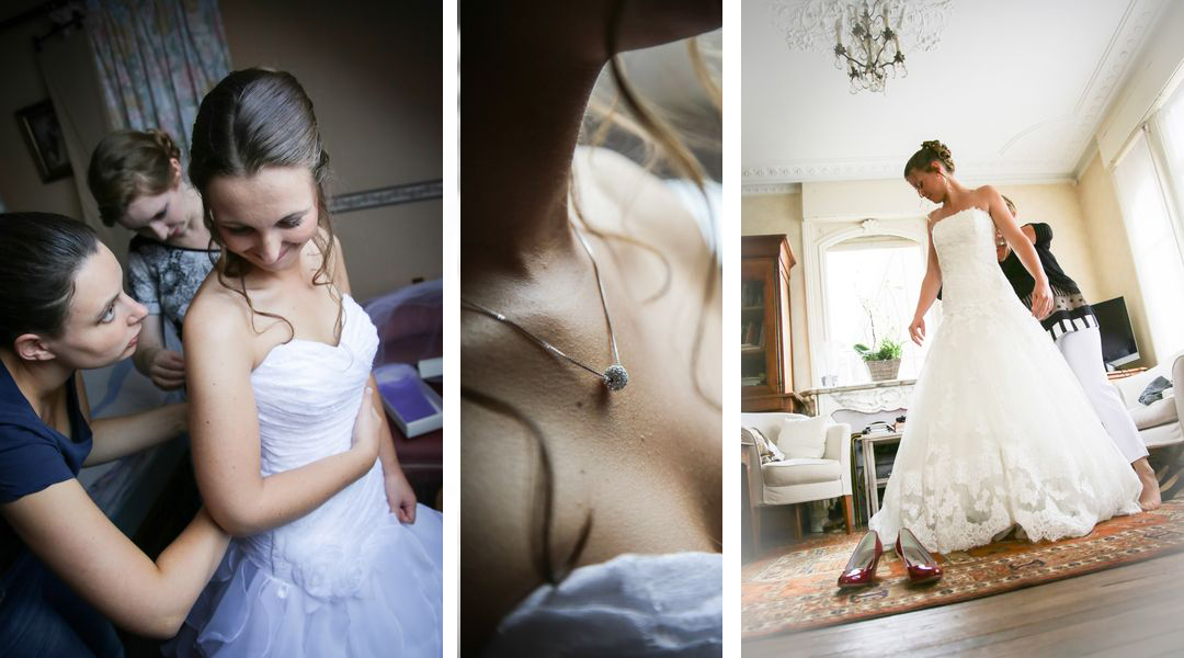 Mariages photographe annecy haute savoie preparatifs mariee noir blanc detail couleur