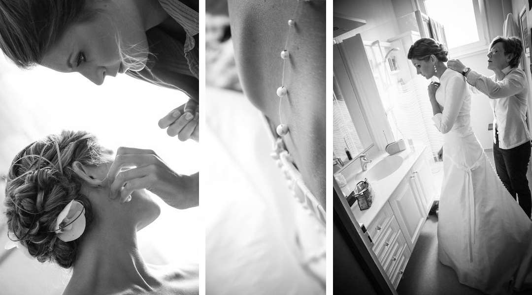 Mariages photographe annecy haute savoie preparatifs mariee noir blanc detail