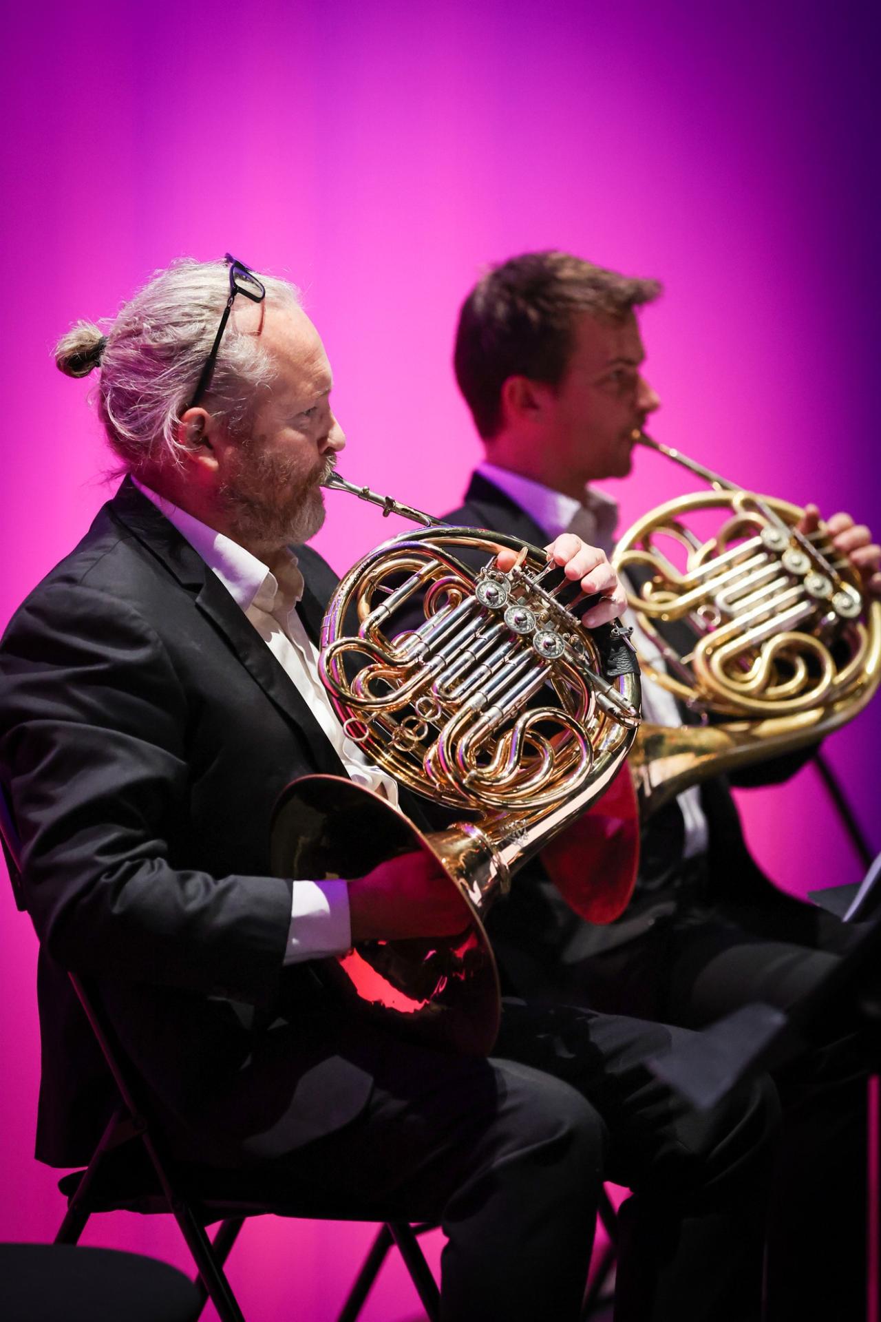 Photographe annecy haute savoie orchestre des pays de savoie bonlieu concert reportage photo entreprise departement deux musiciens vent illustration portrait